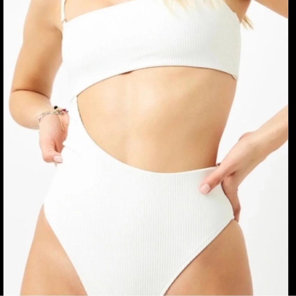 Frankie's Bikinis Cream Ribbed One-Piece